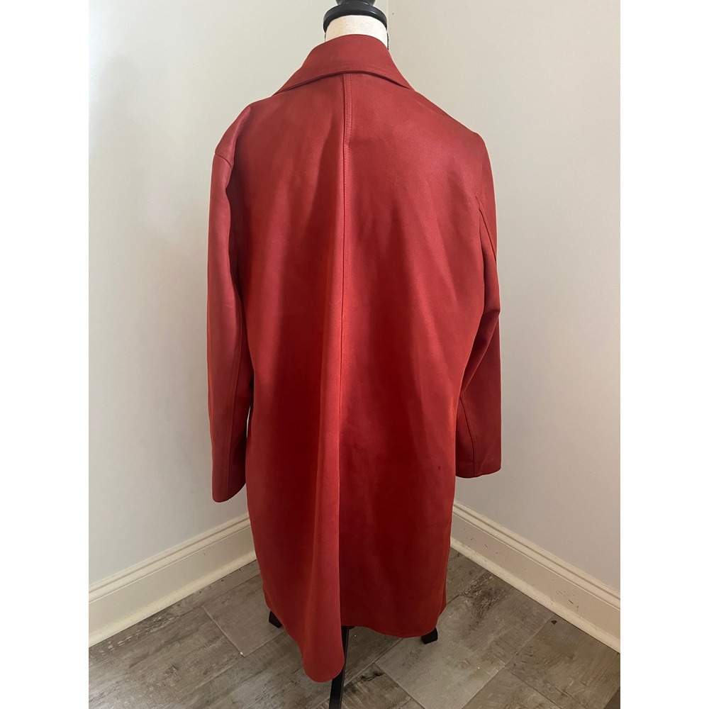 Andrew Marc New York Jacket Faux Suede Burnt Orange Rust Midi Coat Women Size XL - Picture 5 of 7